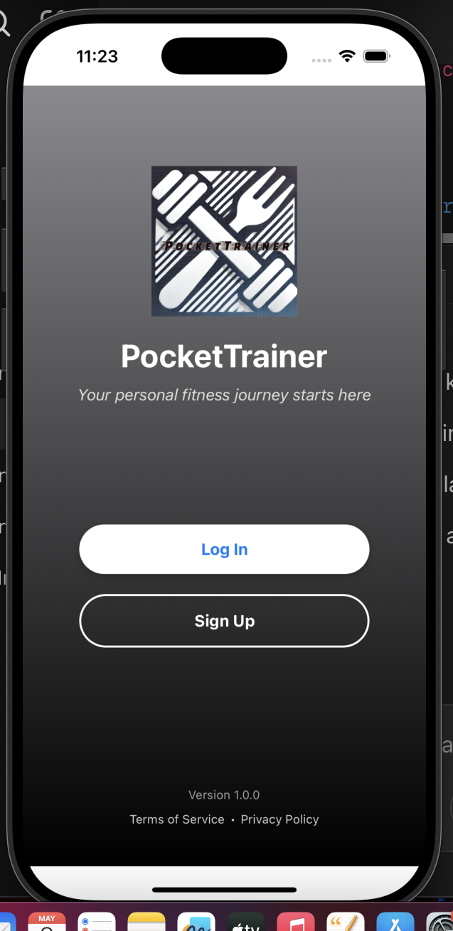 Pocket Trainer Login Screen