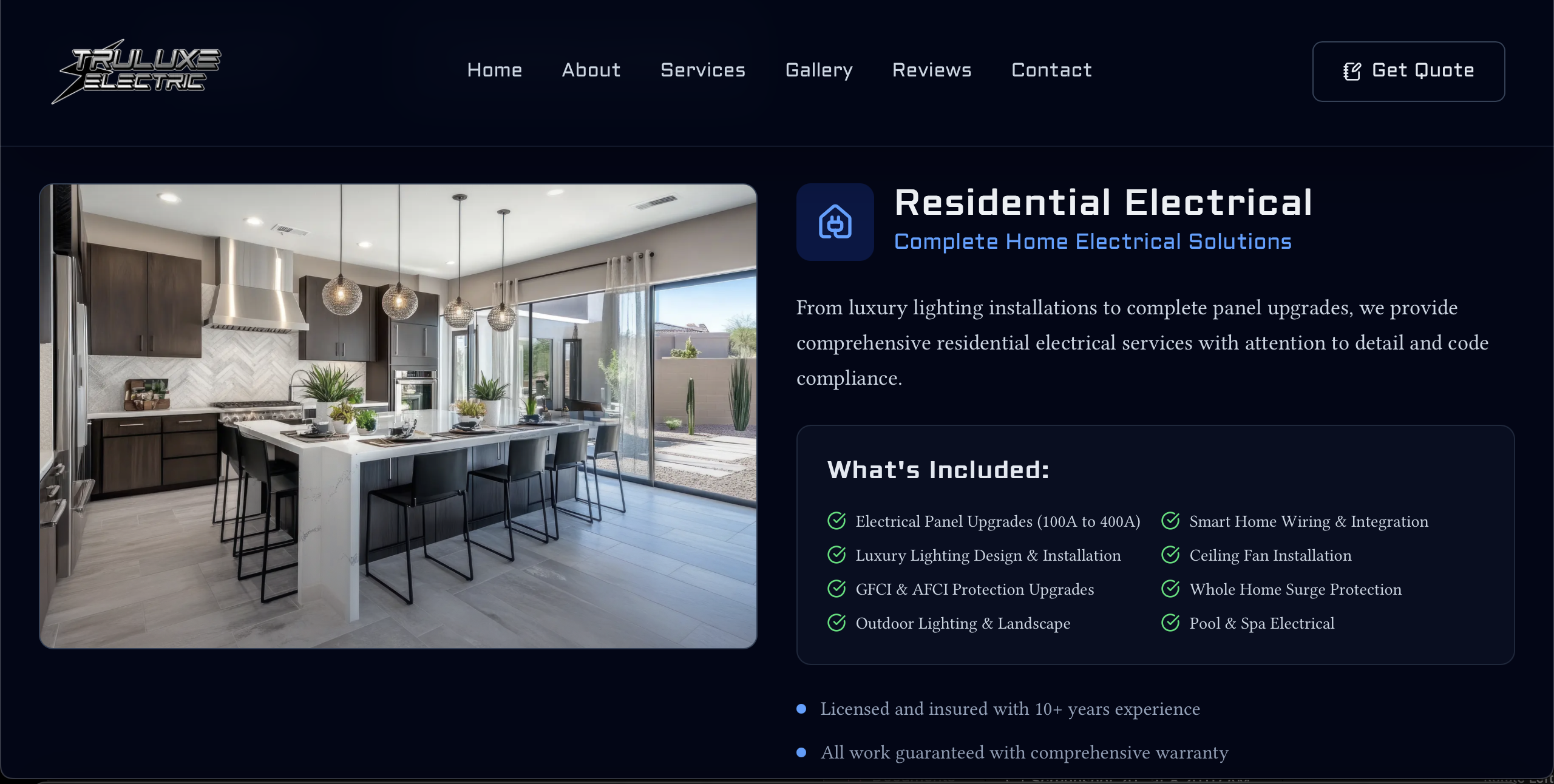 TruLuxe Residential Services Section